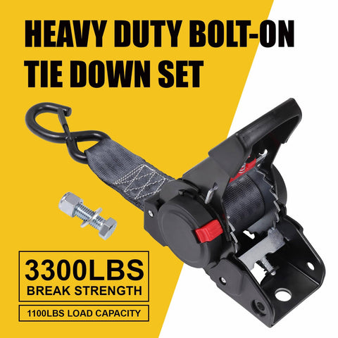 Heavy Duty Retractable Ratchet Straps 2 Inch By 6 Foot Bolt On Boat Transom Tie Down Straps For Trailer 3300 Lbs