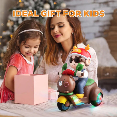 360 Degree Rotating Stunt Trike Toy Car With Music And Lights, Super Cool Electric Toy Motorcycle For Kids, Interactive Musical Toy For Toddlers, Kid Friendly Durable Safe Entertainment Gift For Christmas And Birthday, gift scene