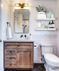 Floating Bathroom Shelves Over Toilet Set Of 2 In White MDF With Steel Brackets Farmhouse Wall Mounted Shelves in use