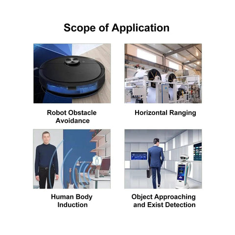 Applications of Ultra Accurate Distance Sensor Rangefinder Module With Auto UART Control in robotics and smart detection.