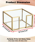 Gold Trimmed Glass Sticky Note Holder With Non Slip Pads For 3x3 Inch Notes Elegant Post It Dispenser dimensions