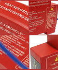 Close-up of Automatic Din Rail Fire Extinguisher With Dual Nozzle Heads And Smart Heat Trigger For Electrical Panels showing labels and details.