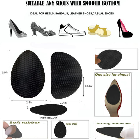 Non Slip Shoe Pads With Strong Adhesive Grips For Heels Silicone Sole Protectors To Shield Toe And Heel Durable Black 6 Pairs