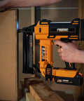 20 Volt Cordless 18 Gauge Narrow Crown Stapler One Point Five Eight Inch Tool Only Delivers Up To 1300 Shots Per Charge in use