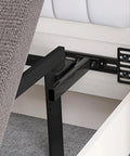 Heavy Duty Adjustable Headboard Brackets For Bed Frame Universal Wall Mount Hardware With Footboard Extension Built Rock Solid Easy Zero Hassle Install For Queen King Full Sizes Set Of Two installed on bed frame.