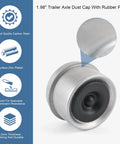 1.98-in trailer axle dust cap with rubber plugs; zinc-plated carbon steel hub cap for trailers
