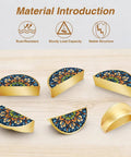 Dark Gradient Floral Mandala Cabinet Handles 2 Pack, 3 Inch Hole Center Semicircle Drawer Pulls, Solid Zinc Alloy, Gold Finish