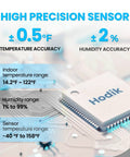 Close-up view of high precision sensor specifications for All In One Indoor Outdoor Weather Station Thermometer With Wireless Sensor.