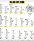 Clevis Pin Kit 51 Single Hole Flat Head Clevis Pins In 18 Sizes Plus 51 Random Size Split Cotter Pins Three Sixteenths Inch To One Half Inch Zinc Plated Carbon Steel Easy Storage In Plastic Organizer Box Great For Garage Use Total 102 Pieces product size chart.