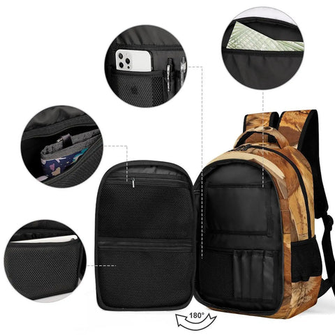 Autumn Pasture Fox Printed Unisex Backpack With Large Capacity Durable Polyester Daypack interior pockets and compartments