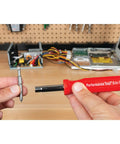 Hella Grippy Heavy Duty Red Handle Six In One Quick Change Multi Bit Screwdriver With Dual Nut Drivers And Phillips Bits for electronics repair.