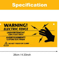 8 Pack Electric Fence Warning Signs 10 By 4 Inch Durable High Visibility Yellow And Black Signs For Farm Ranch Property Safety Warn Intruders Or Animals Easy Peel Adhesive Outdoor Weatherproof, 26x11cm sign