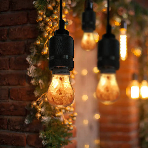 Warm Amber LED Bulbs 60W Equivalent, Dimmable E26 Edison Base glowing with salt lamp vibe in cozy home decor setting