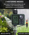 Programmable Outdoor Garden Hose Water Timer With Rain Delay And Manual Override on lawn, showing digital display