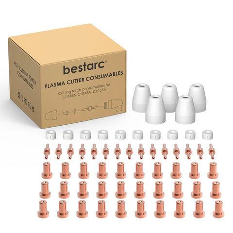 60Pcs PT31 Plasma Cutter Consumables Set Includes Torch Tips And Nozzles For CUT55A Fit LG40 JG40 PT31 Replacement Parts