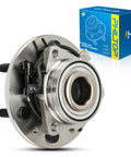 Front view of a Front Wheel Bearing Hub Assembly 6 Lug With ABS For 1999 To 2006 Chevrolet Silverado 1500 4WD, Tahoe 4WD.