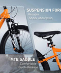 24 Inch Kids Mountain Bike With Front Suspension Fork 6 Speed Gears Built To Last Steel Frame Ergonomic Foam Saddle Off Road Ready For 9 To 15 Year Olds Bright Orange
