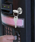 Replacement Metal Key Cylinder Lock For Gumball Candy Dispenser And Soda Vending Machine Fits Models Keeps Coins Safe From Bad Guys You Need This Reliable Gear For Your Stand Setup Today Works Well Secure Accessory Kit Upgrade Now silver key lock on vending machine