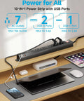 Weatherproof Outdoor Power Strip With IPX6 Rating 1625W 13A 6 Ft Extension Cord 7 AC Outlets And 3 USB Ports Wall Mount on desk