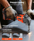 Cordless Metal Nibbler With 20V 4000mAh Battery 2200 RPM Brushless Motor cutting steel sheet with precision