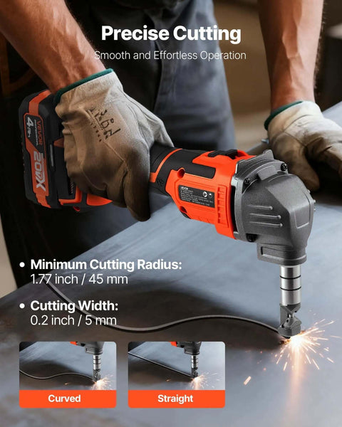 Cordless Metal Nibbler With 20V 4000mAh Battery 2200 RPM Brushless Motor cutting steel sheet with precision