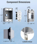 All In One Outdoor GFCI Kit With In Use Cover And Junction Box No Fuss 1 Gang Non Metal Weatherproof Outlet Box 20 Amp TR WR UL Listed GFCI Receptacle Extra Duty Lockable Cover Black 1 Pack dimensions