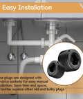 Rugged 29 Piece Pipe Plug Fitting Set Black Carbon Steel For 1/8 1/4 3/8 1/2 3/4 NPT installed under sink