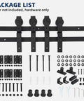 52 Inch Barn Door Track Sliding Kit With Side Mounted Black Rollers for Bifold Doors, Includes hardware for four doors