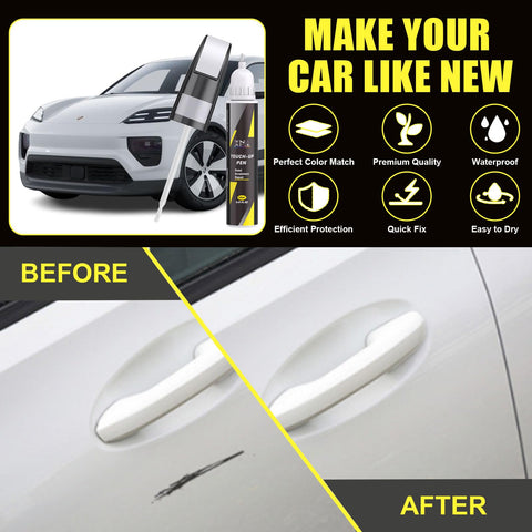Porsche car with Carrara White Metallic S9R/2Y Porsche Touch Up Paint Kit 2-In-1 Quick And Easy Scratch Repair for nicks and chips.