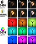 Pocket RGB Video Light With Built In 3100mAh Battery 360 Full Color Options And 20 Effects Bi Color To RGB LED Panel features