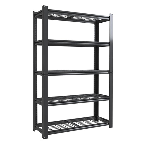 72 Inch 5 Tier Metal Wire Shelving Unit Heavy Duty Garage Storage Rack 2000 Lbs Max Capacity Reinforced Steel shelves viewed side angle