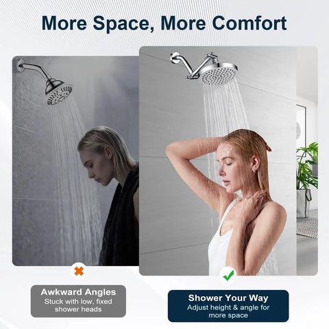 Comparison of shower heads showing benefits of Brass Shower Arm Extender For Rain And Handheld Shower Heads