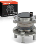 Rear Wheel Bearing And Hub Assembly For Ford Transit Connect 2019 2020 2021 2022 2023 5 Lug 4 Bolt Holes Left Or Right Fit OEM Quality No ABS Sensor Beefed Up Wheel Hub Replacement For A Solid Ride product with packaging