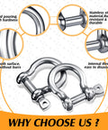 Stainless Steel 304 Bow Shackle Set, 4 Pieces, 5 32 Inch Screw Pin D Ring Shackles, durable and corrosion resistant, camping use
