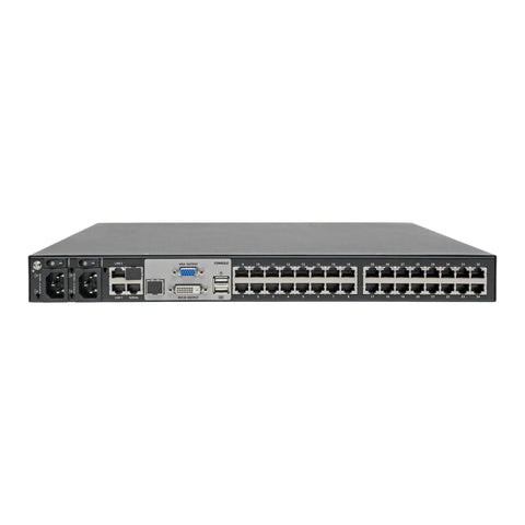 Smooth Operator Cat5 Ip Kvm Switch Running Up To 32 Servers With Badass Virtual Media Streaming For Zero Hassle Local Remote Control In A Tight 1U Rack Mount Setup That Delivers Flawlessly Every Single Time, front view with ports and connections.