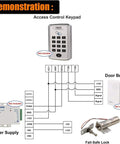 Diagram of security setup with access control keypad and 12V Electric Cabinet Lock With Fail-Safe Release, 110 Lb Holding Force.