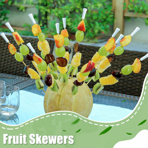 Fruit skewers on golf themed cocktail picks 5.91 inch white bamboo toothpicks for appetizers fruit and sandwiches party buffets