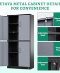 Heavy Duty Metal Storage Cabinet With Locking Doors And Shelves 71 Inch Tall Steel Garage Cabinet Built Tough For Home Office Workshop And Warehouse Powder Coated Finish Moisture Proof And Rust Resistant Secure Locking, open doors