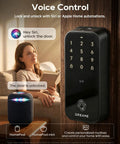 Premium Smart WiFi Door Lock Featuring Slick Fingerprint Keypad And Apple Home Key Compatibility For Smooth iPhone Unlocks in home environment.