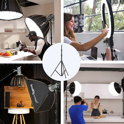 Dope Air Cushioned Aluminum Light Stand Extends To 110 Inches, 9.2 Ft For Softboxes, Studio Lights, Reflectors And Ring Lights, RA-S280 in use
