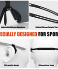 Polarized Cycling Glasses With Five Interchangeable Lenses For MTB And Running Sports, silicone nose pads, ear hooks, head strap.