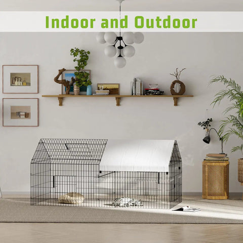 Durable Metal Chicken Coop 86 By 40 By 40 Inch With Waterproof Cover placed in a stylish indoor living room setting