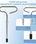 Go To Ice Shelter Anchor Kit For Ice Fishing Setup With Drill Adapter showing 8-inch peg with open-end and sharp tip.