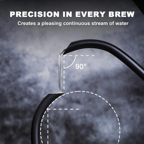 Gooseneck Electric Kettle With Built-In Thermometer, 1L Stainless Steel, 1000W Fast Boil spout pouring at a 90-degree angle