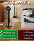 One-Handed Scoop With Funnel For Ground Coffee Protein Powder And Tea, 2 Tbsp Mess Free Pour, Spill Proof Funnel Keeps Spills In Check, Reusable K Cup Refiller Compatible, Black, 1 Pack on kitchen counter and wall mounted