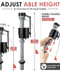 2 Set Universal Toilet Float Replacement Kit With 2 Inch Flapper Replacements Easy Install Fill Valve Kit For Most Toilets Fits 1.6 To 3.5+ GPF Durable Leak Free Toilet Repair Parts That Turn A Drip Into A Smile. adjustable toilet fill valve 8-13 inches for toilet tank repair