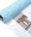 Light blue Pro Grade Flower Wrapping Mesh Paper For Bouquets, Irregular Hollow Net design, on roll, 50Cm wide, 4.5M long.