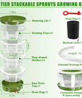 4-Tier Sprouts Growing Kit With Drain Hose And Ventilation Holes, Stackable Microgreens Sprouting Trays With Blackout Cover