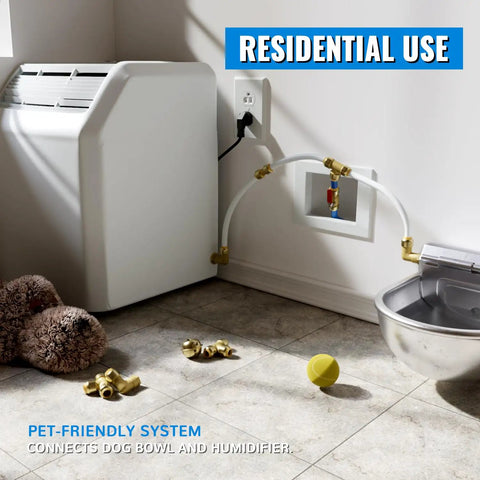 Residential pet-friendly system with Half Inch No Lead Brass Push To Connect Ball Valve Water Shut Off for plumbing connection.