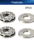 Two Bettomshin 51100 thrust ball bearings with washers; steel, 10mm bore, 24mm OD, 9mm width